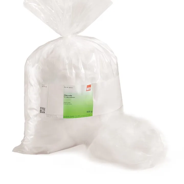 Vată de sticlă 8 µm, sticlă rezistentă chimic conform DIN 1259-1, 500 g, plastic — Carl Roth, cod 0691.1