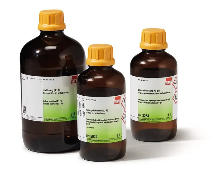 Soluție de hidroxid de potasiu în etanol, soluție volumetrică 0,05 mol/l, 0,05 N — Carl Roth, cod 0765.1