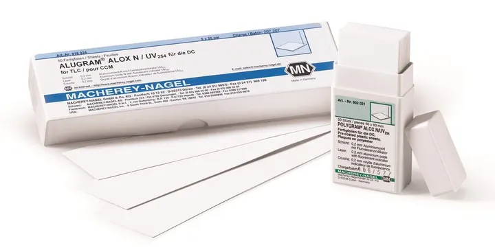 Folie TLC gata de utilizare POLGYRAM® ALOX N / UV254, 4x8 cm, folie de poliester, 0.2 mm — Carl Roth, cod 0817.1