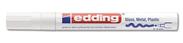 Marker vopsea edding®, 750, alb, vârf rotund, fin, 2-4 mm, 10 bucăți — Carl Roth, cod 1AE0.1