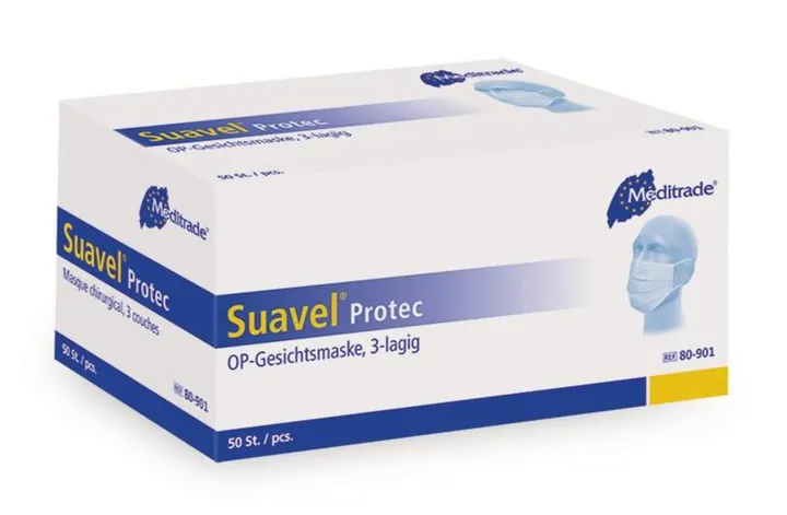 Mască chirurgicală Suavel® Protec, tip II, albastru, model de bază, 50 buc. — Carl Roth, cod 1AN8.1