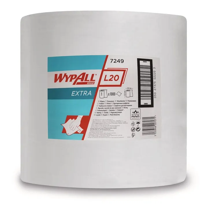 Șervețele WYPALL® L20 EXTRA, 2 straturi, albe, W 23.5 cm, 1 buc. — Carl Roth, cod 1APL.1