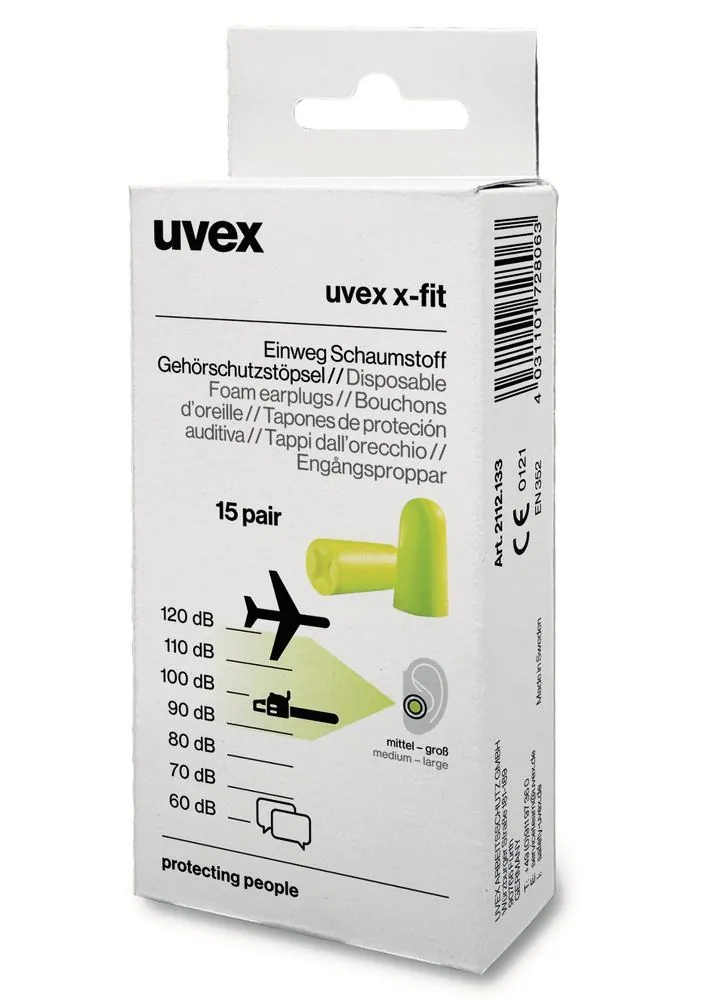Antifoane X-fit, de la UVEX, EN 352-2, în cutie mini, 15 perechi — Carl Roth, cod 1E13.1