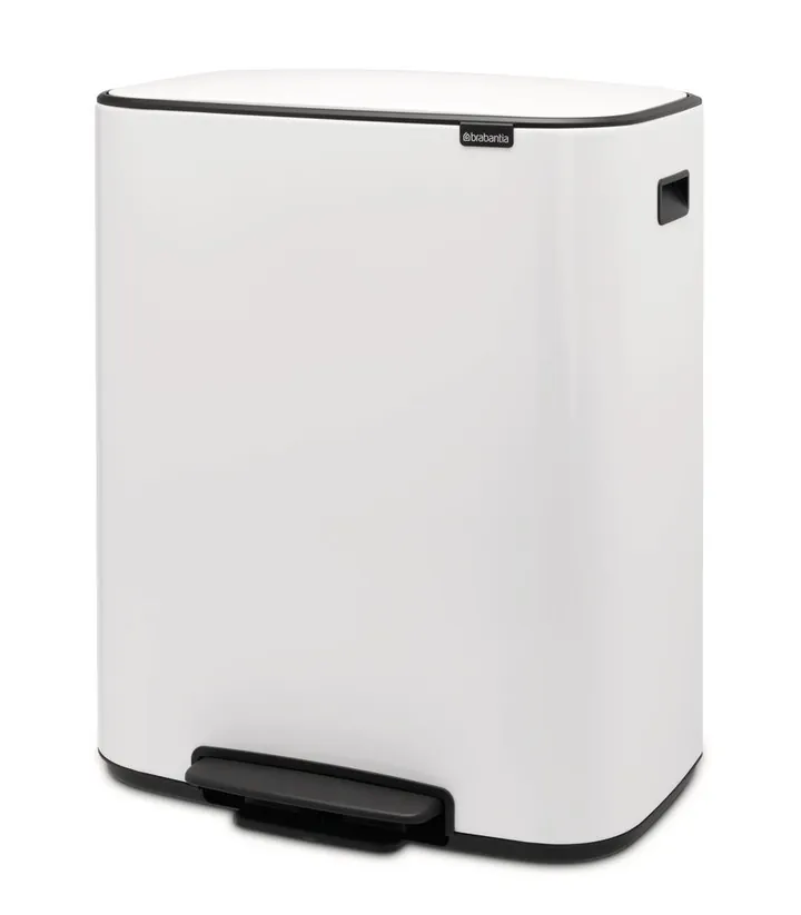 Coș de gunoi cu pedală Bo, două compartimente, 2 x 30 l, alb, 1 buc. — Carl Roth, cod 1E74.1