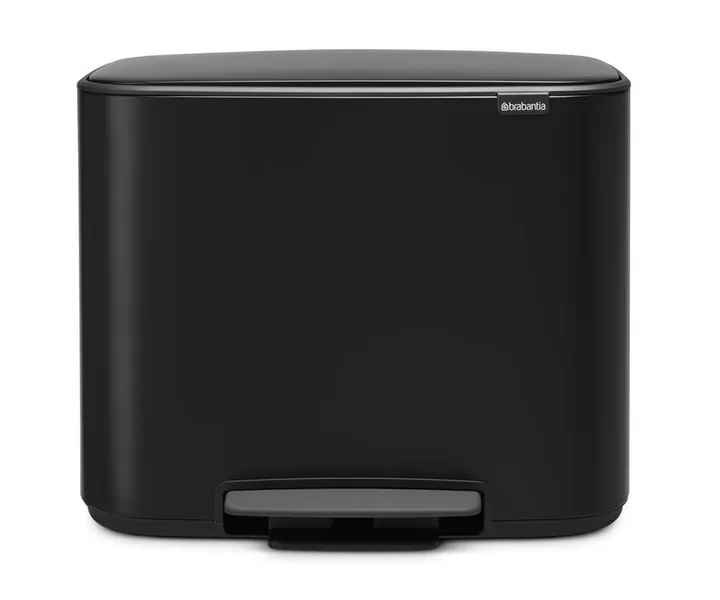 Coș de gunoi cu pedală Bo, două compartimente, 11 + 23 l, negru, 1 buc. — Carl Roth, cod 1E77.1