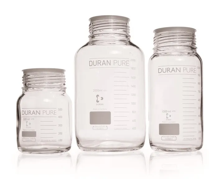 Flacon DURAN PURE cu gât larg și filet, sticlă transparentă, 2.0 l, filet GLS 80 — Carl Roth, cod 1HN2.1