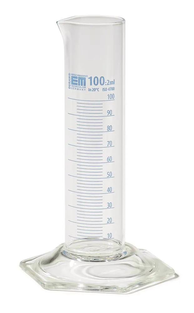 Cilindru gradat, cl. B, sticlă, formă joasă, gradare albastră, gradări de 5.0 ml, 250 ml — Carl Roth, cod 1K0L.1