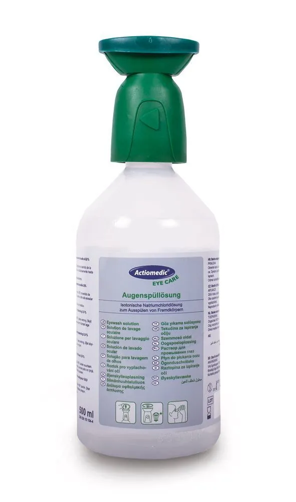 Flacon Actiomedic pentru spălarea ochilor, soluție de clătire NaCl 0.9% sterilă 500ml, 1 unitate — Carl Roth, cod 1K11.1