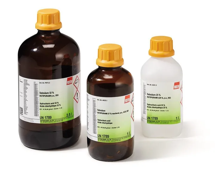 Acid clorhidric fumans, 37 %, p.a., 1 l, sticlă — Carl Roth, cod 1LX0.2