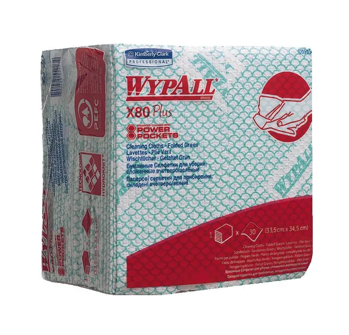 Șervețele reutilizabile WYPALL® X80 Plus, 1 strat, alb/verde, pungă, 345 x 335 mm — Carl Roth, cod 1LY8.1