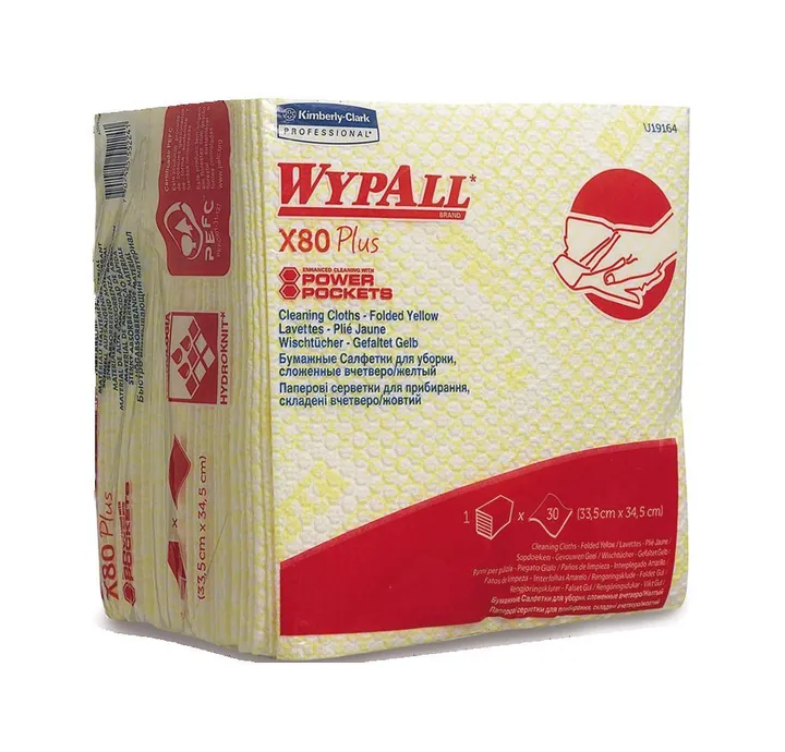 WYPALL® Șervețele reutilizabile X80 Plus, 1 strat, alb/galben, pungă, 345 x 335 mm — Carl Roth, cod 1LY9.1