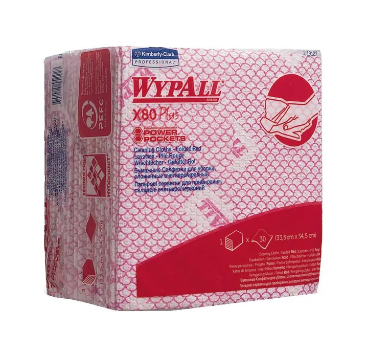 Șervețele reutilizabile WYPALL® X80 Plus, 1 strat, alb/roșu, pungă, 345 x 335 mm — Carl Roth, cod 1LYC.1