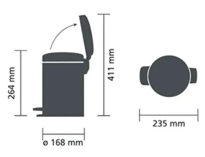Coș cu pedală, Oțel/PE, alb, 3 L, 1 bucată — Carl Roth, cod 1T53.1