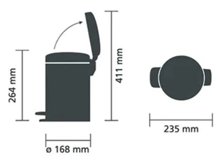 Coș cu pedală, Oțel/PE, crom, 3 L, 1 bucată — Carl Roth, cod 1T54.1