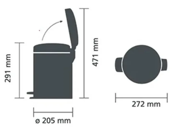 Coș cu pedală, Oțel/PE, alb, 5 L, 1 bucată — Carl Roth, cod 1T55.1
