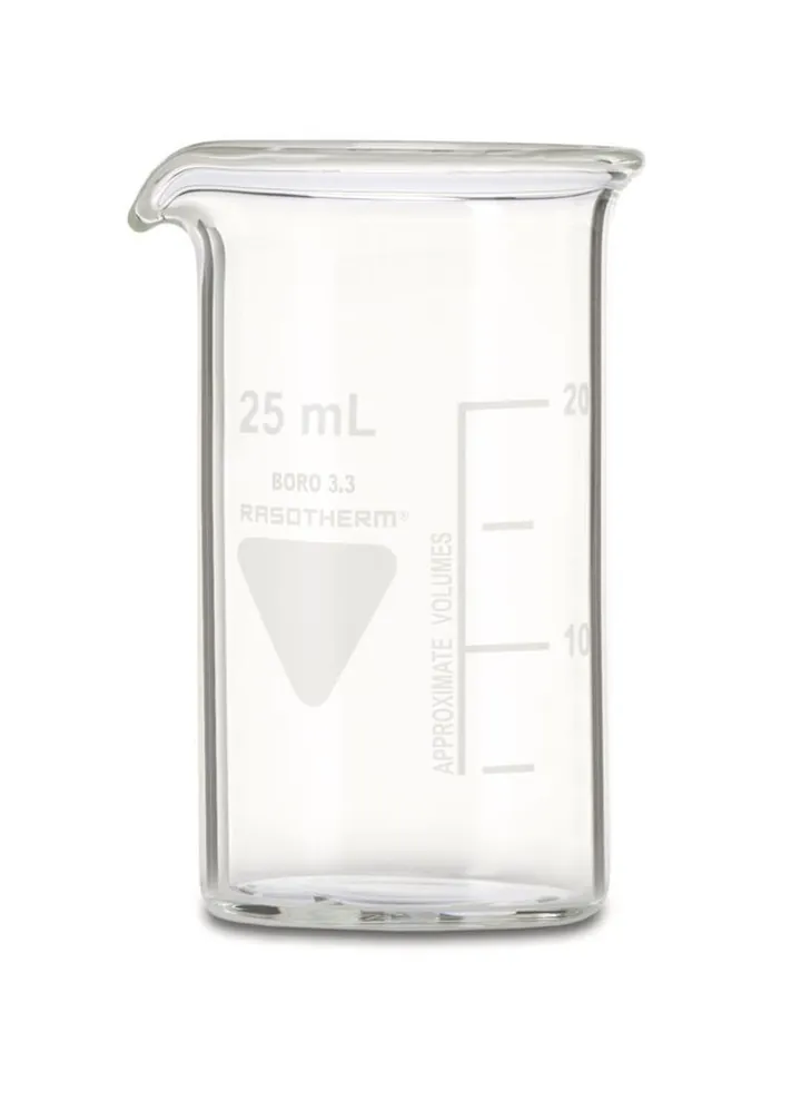 Pahar Berzelius RASOTHERM, înalt, 25 ml, 10 bucăți — Carl Roth, cod 1Y99.1