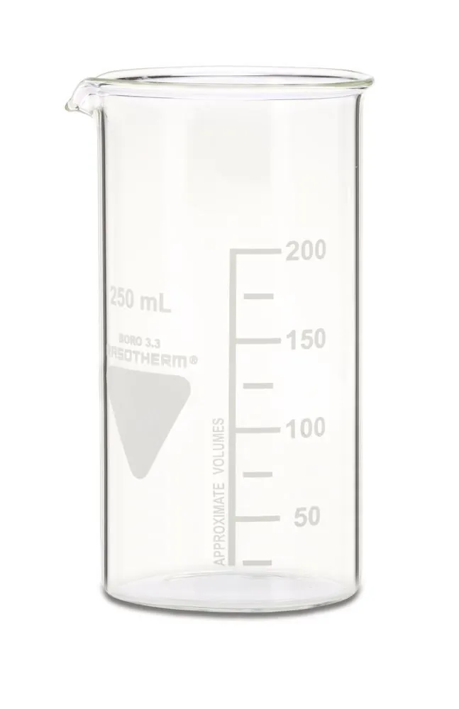 Pahar Berzelius RASOTHERM, înalt, 250 ml, 10 bucăți — Carl Roth, cod 1Y9H.1