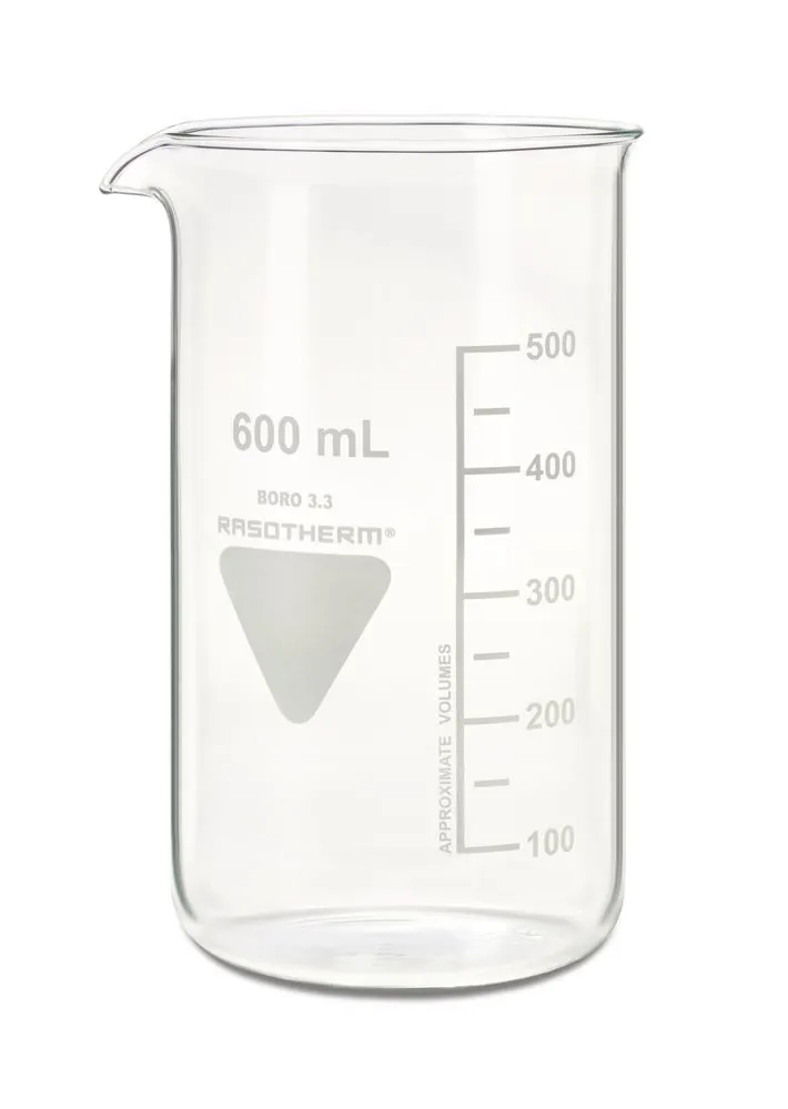 Pahar Berzelius RASOTHERM, înalt, 600 ml, 10 bucăți — Carl Roth, cod 1Y9L.1