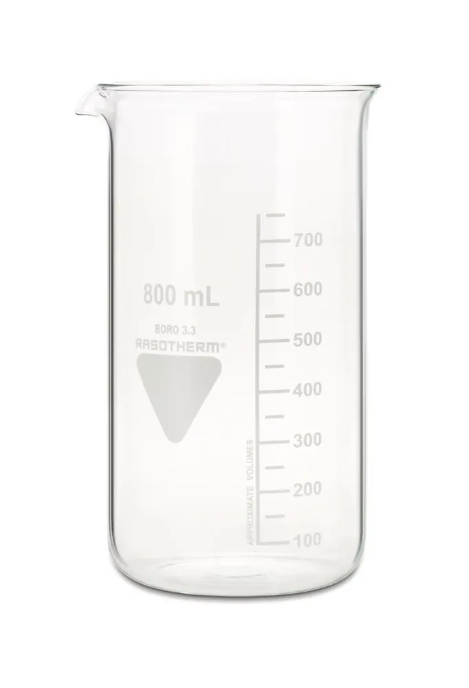 Pahar Berzelius RASOTHERM, înalt, 800 ml, 10 bucăți — Carl Roth, cod 1Y9N.1