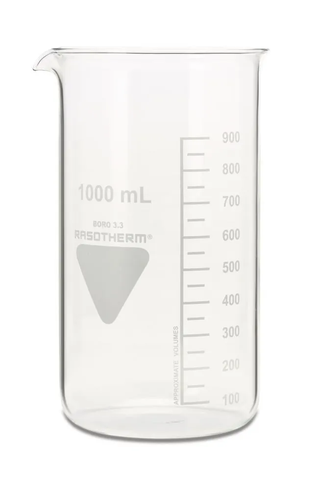 Pahar Berzelius RASOTHERM, înalt, 1000 ml, 10 bucăți — Carl Roth, cod 1Y9P.1