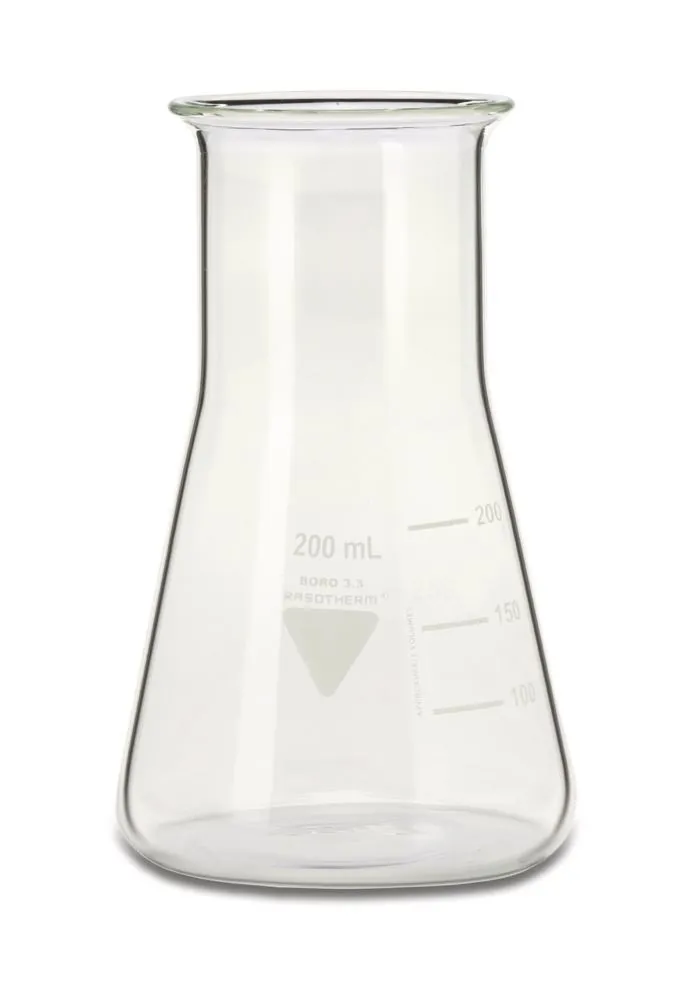 Balon Erlenmeyer RASOTHERM cu gât larg, 200 ml, 10 bucăți — Carl Roth, cod 1YAE.1