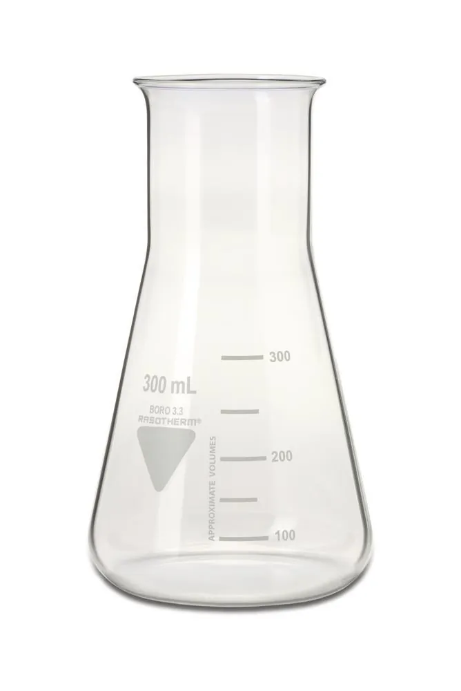 Balon Erlenmeyer RASOTHERM cu gât larg, 300 ml, 10 bucăți — Carl Roth, cod 1YAK.1