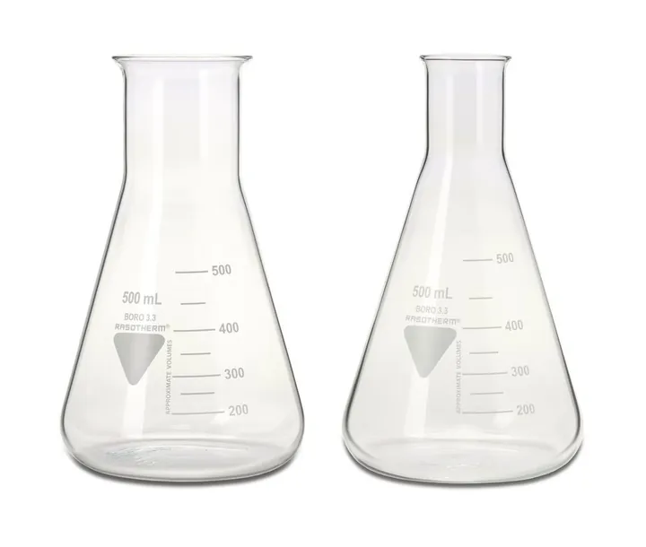 Balon Erlenmeyer RASOTHERM cu gât îngust, 50 ml, 10 bucăți — Carl Roth, cod 1YAX.1
