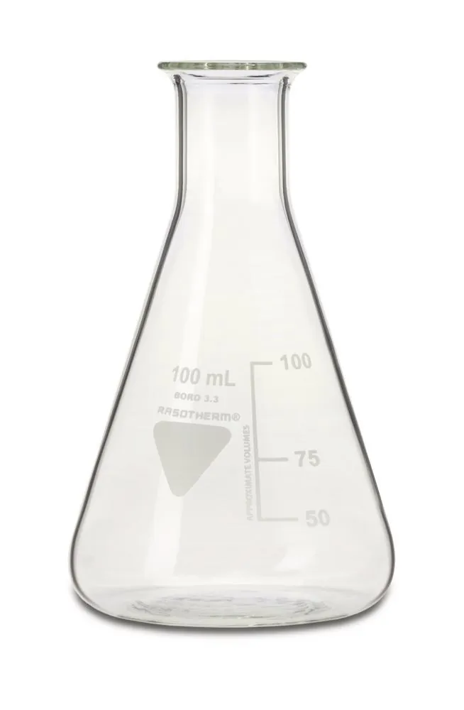 Balon Erlenmeyer RASOTHERM cu gât îngust, 100 ml, 10 bucăți — Carl Roth, cod 1YAY.1