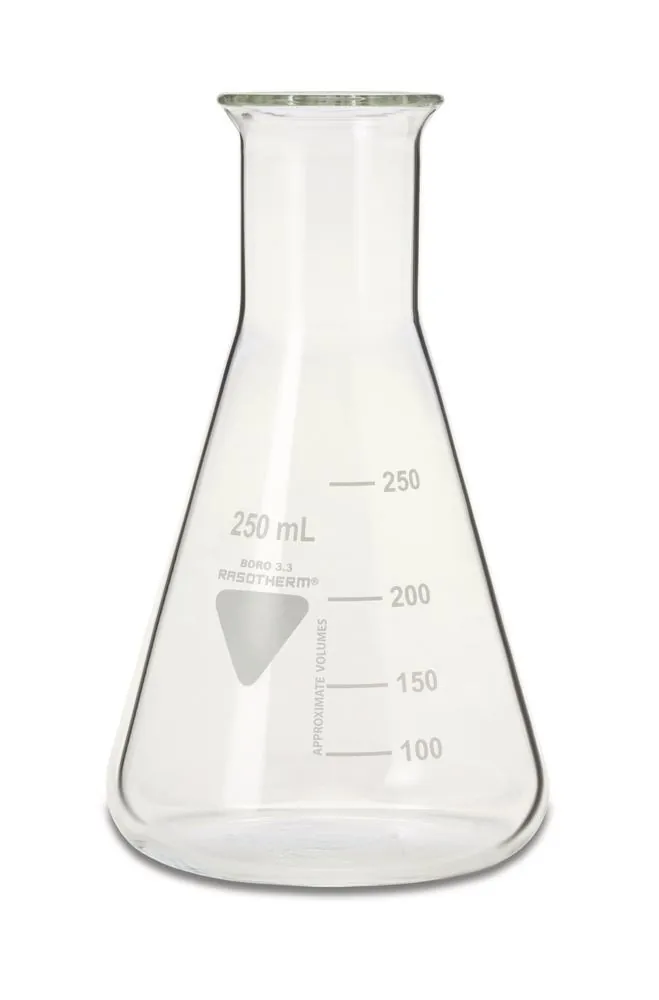 Balon Erlenmeyer RASOTHERM cu gât îngust, 250 ml, 10 bucăți — Carl Roth, cod 1YC1.1
