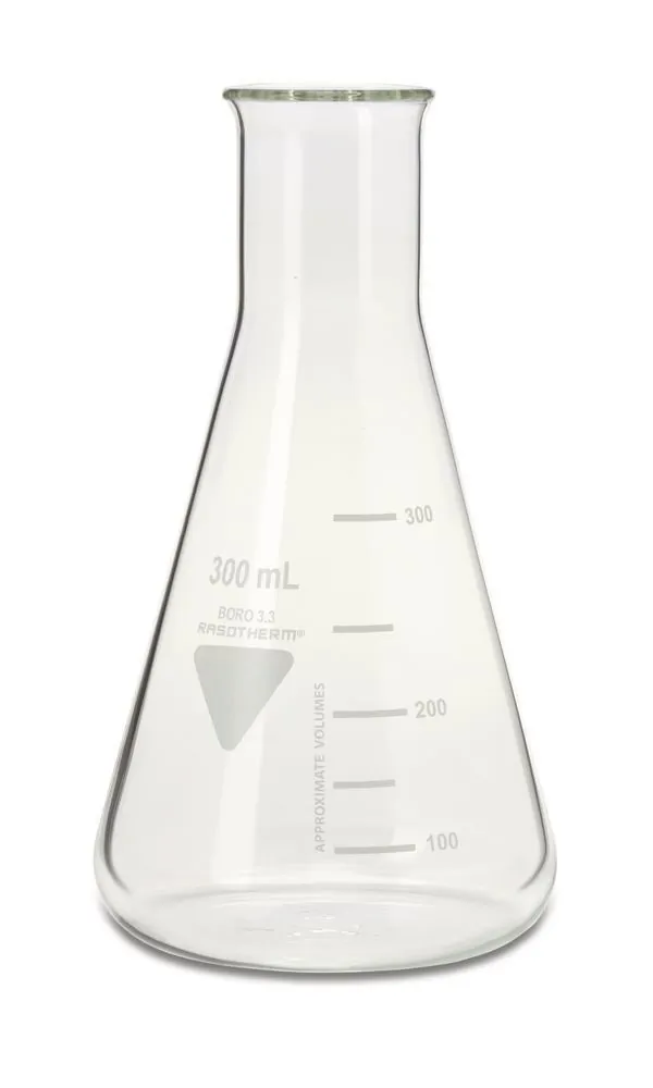 Balon Erlenmeyer RASOTHERM cu gât îngust, 300 ml, 10 bucăți — Carl Roth, cod 1YC2.1