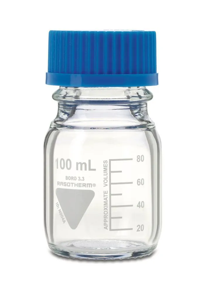 Sticlă RASOTHERM din sticlă transparentă cu filet, 100 ml, 10 bucăți — Carl Roth, cod 1YC8.1