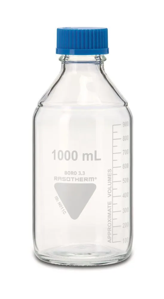 Sticlă RASOTHERM din sticlă transparentă cu filet, 1000 ml, 10 bucăți — Carl Roth, cod 1YCC.1