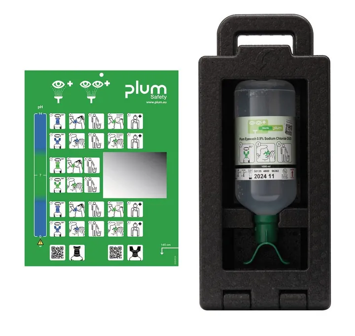 Stație de spălare a ochilor Plum iBox 1 cu 1 x soluție de spălare a ochilor DUO 1000 ml — Carl Roth, cod 203E.1