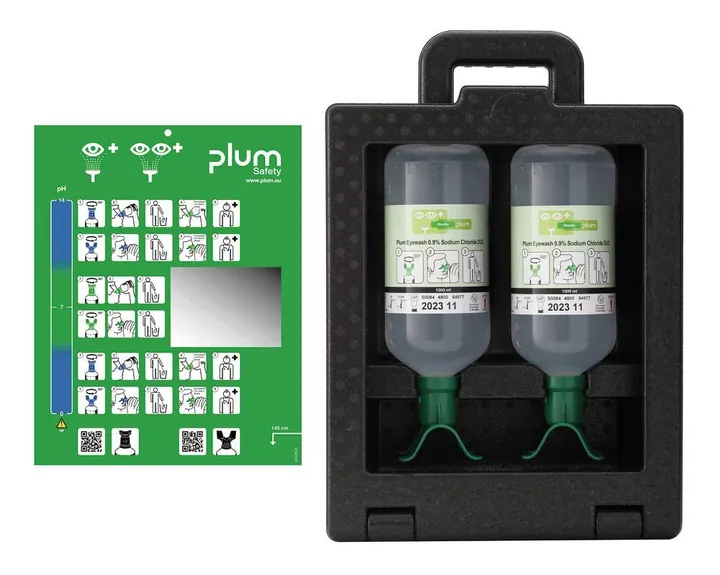 Stație de spălare a ochilor Plum iBox 2, cu 2x1000 ml soluție de spălare a ochilor DUO, sterilă — Carl Roth, cod 203Y.1