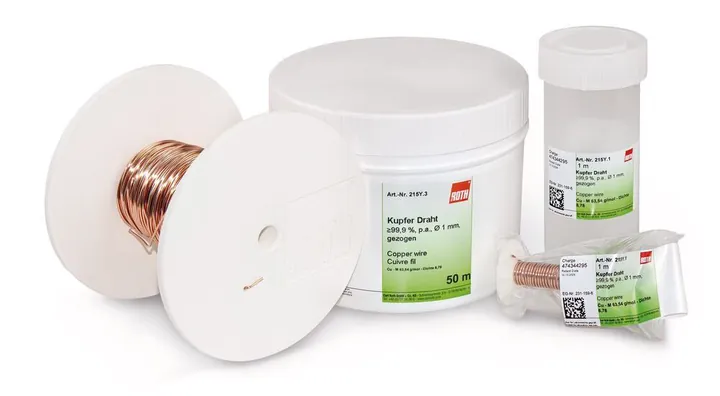 Sârmă de cupru, min. 99,9 %, p.a., trasă, 1 m, plastic — Carl Roth, cod 215Y.1