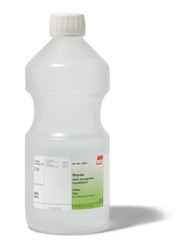 Apă, hipotonică, sterilă, apirogenă, 1 l, plastic — Carl Roth, cod 3255.1