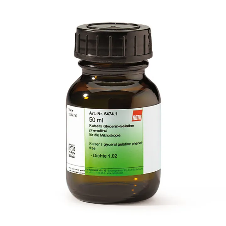 Gelatină glicerinată Kaiser fără fenol, pentru microscopie, 50 ml, sticlă — Carl Roth, cod 6474.1