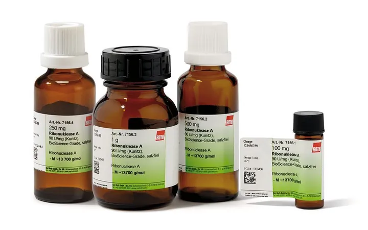 Ribonuclează A, 90 U/mg (Kunitz), grad BioScience, fără sare, 250 mg — Carl Roth, cod 7156.4