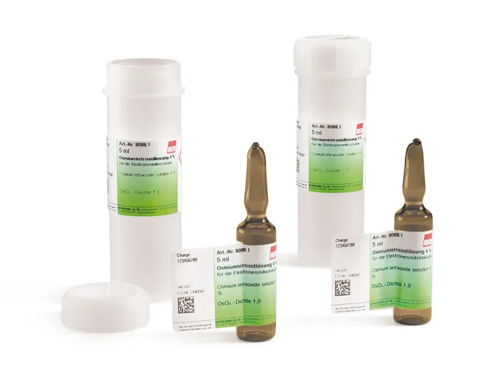 Tetraoxid de osmiu, min. 99,95 %, p.a. pentru microscopie electronică, 500 mg, sticlă — Carl Roth, cod 8371.2