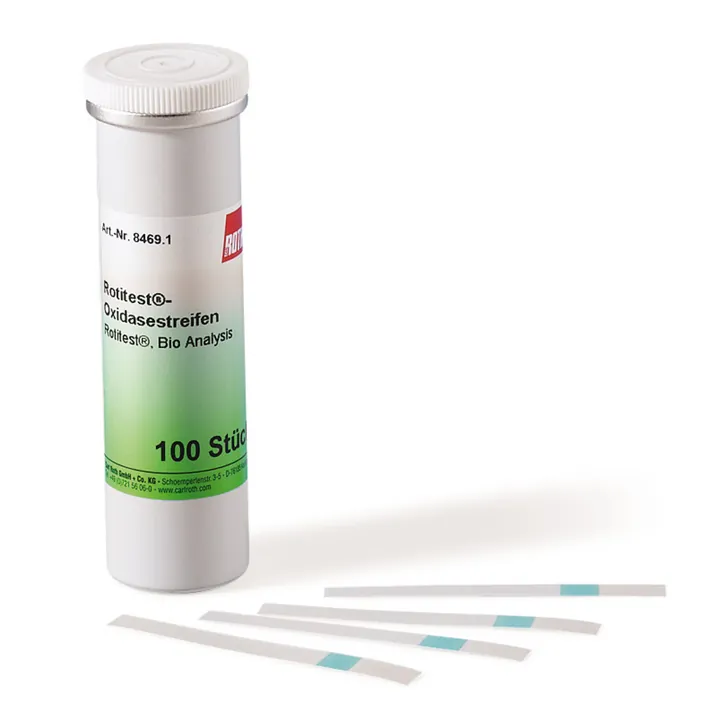 Benzi ROTITEST® Oxidază, Analiză ROTItest®Bio, 100 bucăți, tub — Carl Roth, cod 8469.1