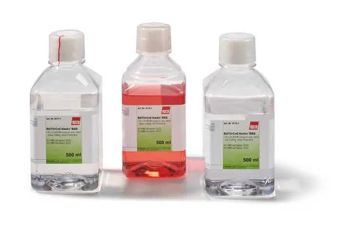 ROTI®CELL Hanks' BSS, steril, fără Ca/Mg, fără roșu de fenol, 500 ml, plastic — Carl Roth, cod 9117.1