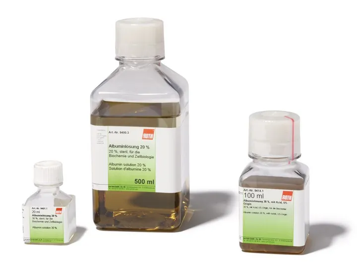Soluție de albumină 30 %, sterilă, pentru biochimie și biologie celulară, 500 ml — Carl Roth, cod 9401.3