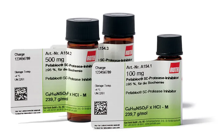 Pefabloc® SC-Inhibitor de protează, min. 95 %, pentru biochimie, 100 mg, sticlă — Carl Roth, cod A154.1
