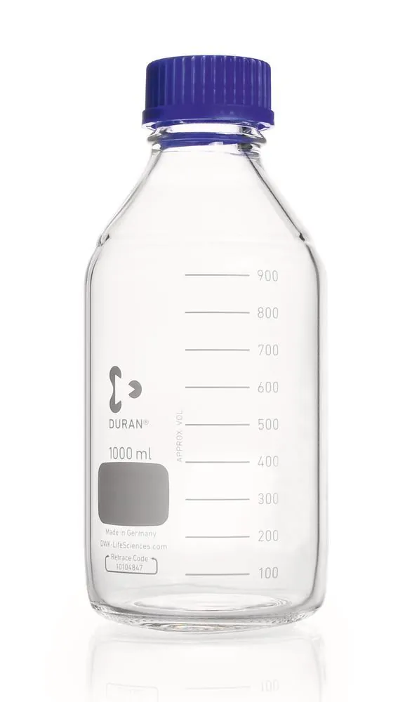 Flacoane cu filet, DURAN®, transparente, cu inel de turnare și capac — Carl Roth, cod A361.1