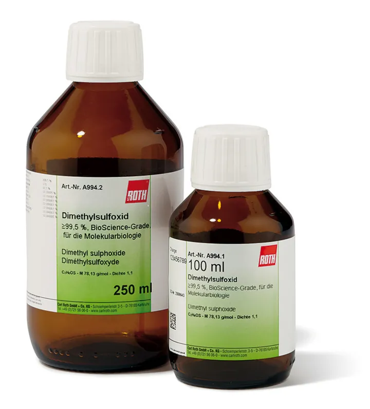 Dimetil sulfoxid (DMSO), 100 ml, >=99,5 %, grad BioScience, fără nucleaze — Carl Roth, cod A994.1
