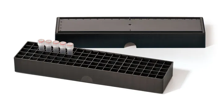 Cutie Rotilabo®-storage, versiune subțire, PP, neagră, pentru eprubete de 0,5 până la 2 ml, 1 bucată — Carl Roth, cod ACN0.1