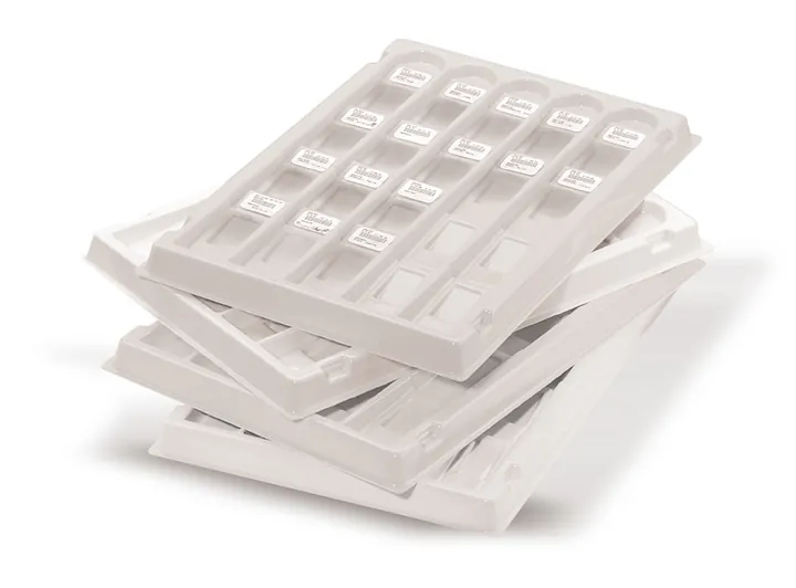 Tavă pentru lame microscopice ROTILABO®, albă, ABS, ABS, L 299 x W 206 x H 18 mm, 20 lame — Carl Roth, cod AH09.1