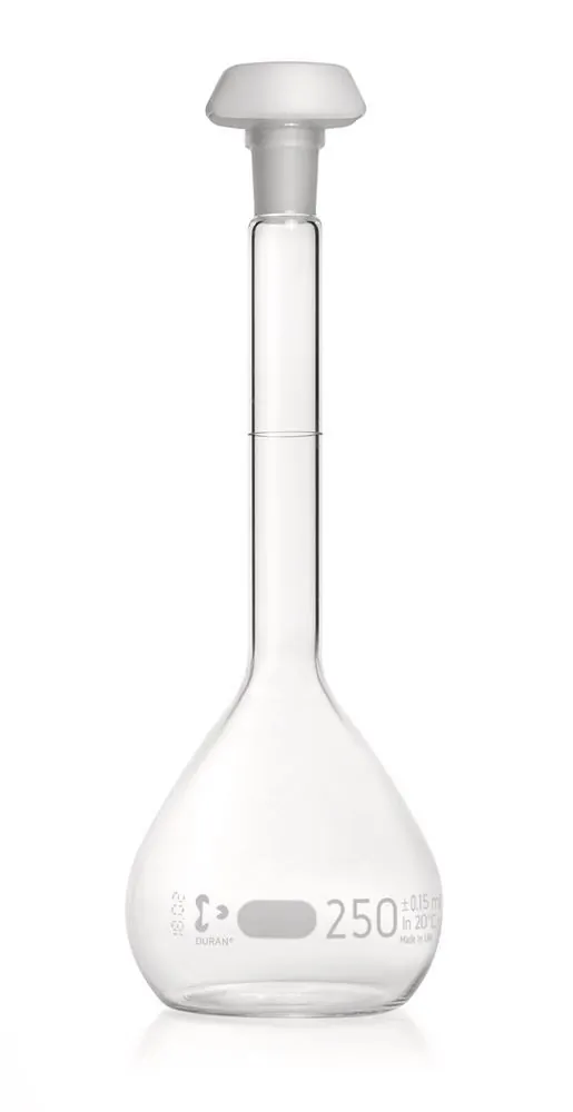 Balon cotat DURAN®-volum., clasa A, certificat de lot, 250 ml, gradație albastră, 2 bucăți — Carl Roth, cod AHN8.1