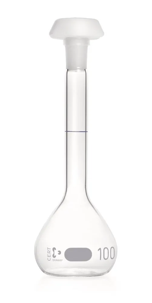 Balon cotat DURAN®-volumetric, cl. A, certificat individual, 100 ml, 14/23, gradație albastră — Carl Roth, cod AHT2.1