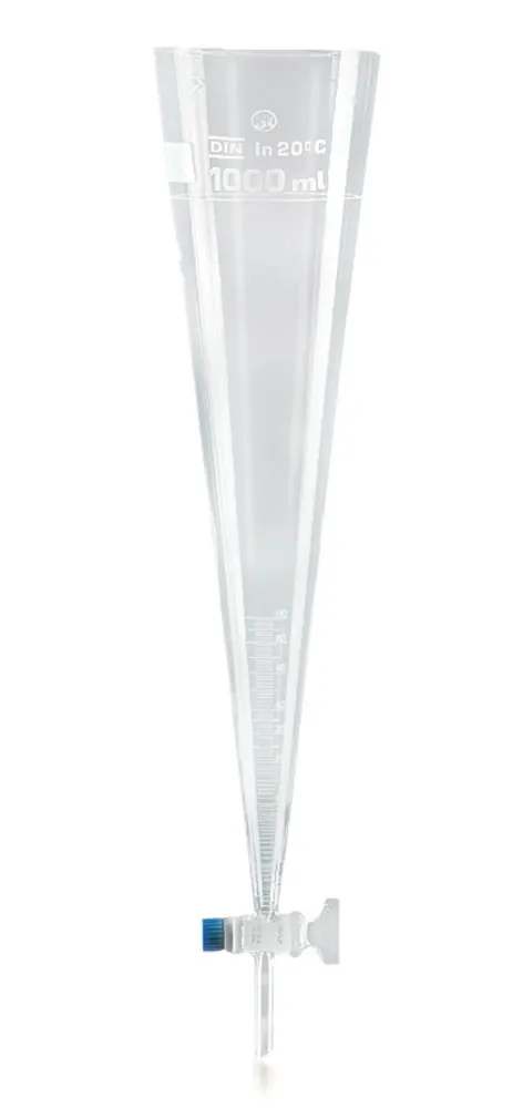 Con de sedimentare Imhoff cu robinet, sticlă borosilicată 3.3, 1000 ml — Carl Roth, cod AK68.1